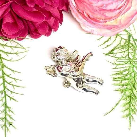 VINTAGE⚜️Sterling Artisan SAM PHILIPE Cherub Pin - Picture 3 of 14